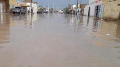 صورة سيول الأمطار تغمر شوارع مدينة “أطار” وعمدتها المساعد يوجه نداء استغاثة للسلطات (صور)