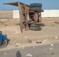 صورة عاجل : اصطدام شاحنتين كبيرتين قرب منتجع”رباط البحر” على طريق نواذيبو