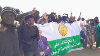 صورة منقبون يحتجون على ترحيل مطاحن الحجارة المعدنية للصفاريات