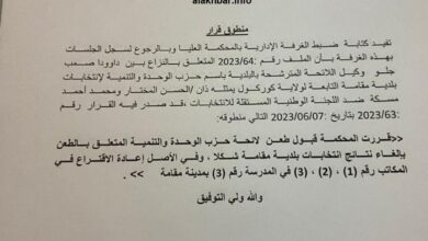 صورة قرار قضائي بإلغاء نتائج بلدية مقامة وإعادة الاقتراع في 3 مكاتب