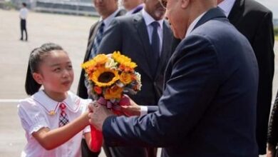 صورة رئيس الجمهورية يصل مدينة تشنغدو الصينية (صور)
