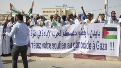 صورة احتجاجات أمام سفارات غربية بنواكشوط رفضا للعدوان على غزة