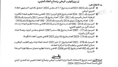صورة وزارة التهذيب الوطني تعلن عن جدولة جديدة للامتحانات