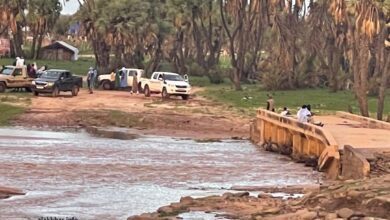 صورة عزل مركز لحرج بعد تحطم الجسر الرئيس في طريقه