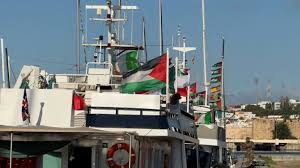 صورة انطلاق الأسطول العالمي للتضامن مع غزة