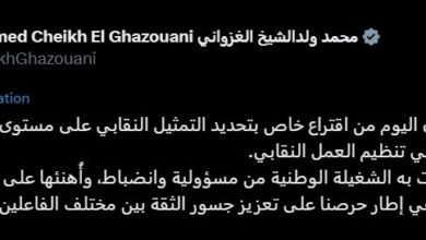 صورة غزواني: انتخابات التمثيلية النقابية تتوج مسار تنظيم العمل النقابي