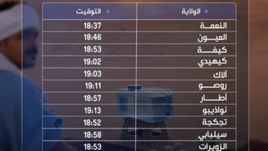 صورة أوقات إفطار الأحد رابع أيام رمضان في عموم موريتانيا