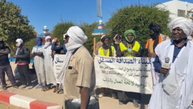 صورة الحمالة يحتجون مطالبين بتوفير فرص عمل