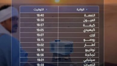 صورة أوقات إفطار اليوم الـ17 من رمضان في عموم موريتانيا