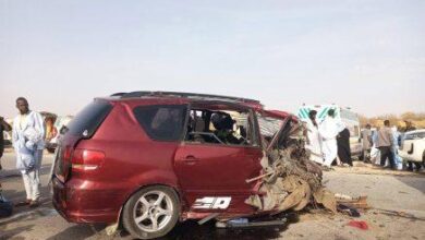صورة حادث سير على طريق نواكشوط- روصو يؤدي لوفاة شخصين وعدة جرحى