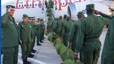 صورة غادرت الوحدة التاسعة عشرة من الدرك الوطني الی مدينة “أبريا” بجمهورية وسط إفريقيا