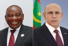 صورة تهنئة رئاسية من غزواني لنظيره الجنوب إفريقي بمناسبة العيد الوطني