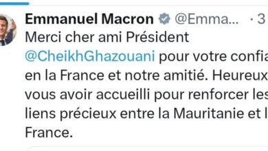 صورة الرئيس الفرنسي يشيد بمتانة العلاقات مع موريتانيا في تغريدة