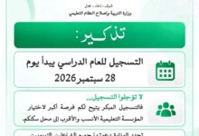 صورة وزارة التربية تدعو أولياء التلاميذ الى المبادرة بتسجيلهم ابتداء من غد الاثنين استعدادا للافتتاح الدراسي